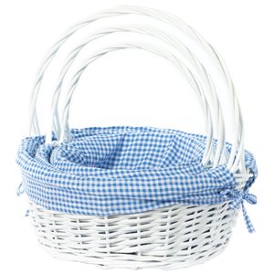 Vintiquewise 15.5-in W x 16.75-in H x 15.5-in D Blue and White Gingham Wicker Baskets - Set of 3