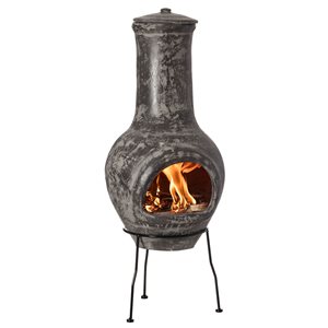 Vintiquewise 14-in W Grey Clay Wood-burning Fire Pit with Metal Stand