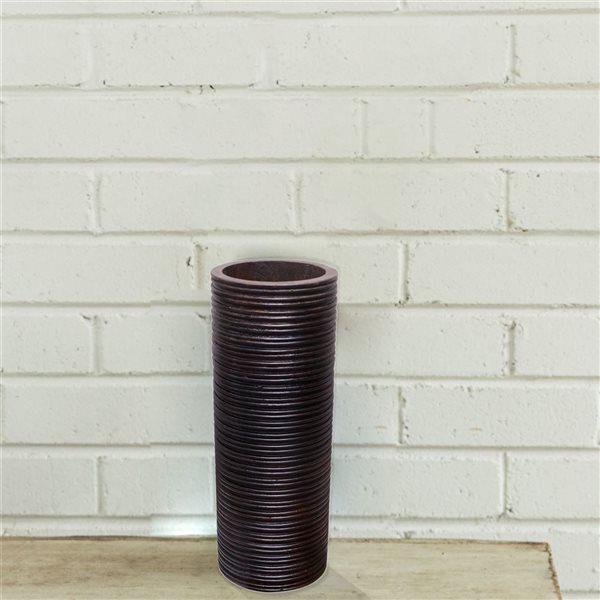 Vase Uniquewise cylindrique de 16 po en bois de manguier brun