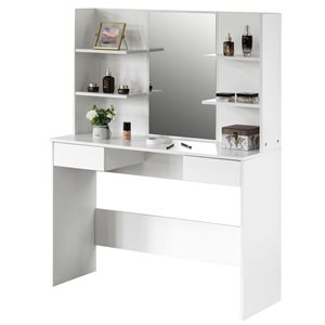 Basicwise 42.5-in White Makeup Vanity