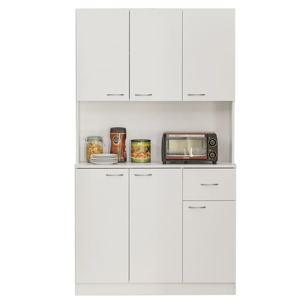 Basicwise White Wood Kitchen Storage Cabinet