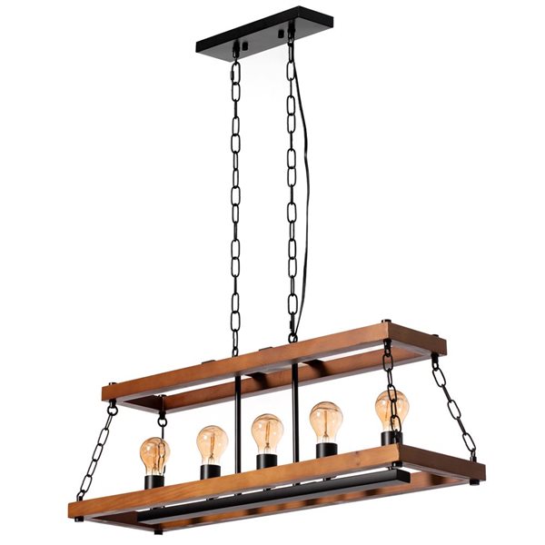 Quickway Imports 5-Light Brown Rectangle Modern/Contemporary Chandelier