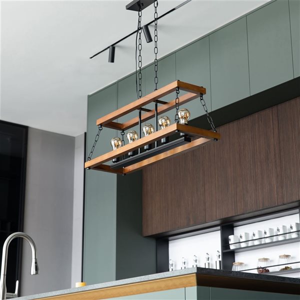 Quickway Imports 5-Light Brown Rectangle Modern/Contemporary Chandelier