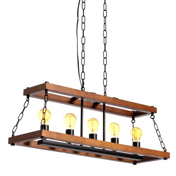 Quickway Imports 5-Light Brown Rectangle Modern/Contemporary Chandelier