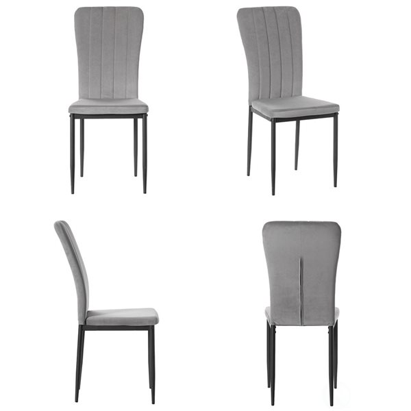 Fabulaxe Modern Grey Fabric Dining Chairs - Set of 4