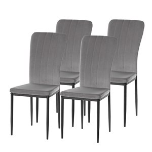 Fabulaxe Modern Grey Fabric Dining Chairs - Set of 4