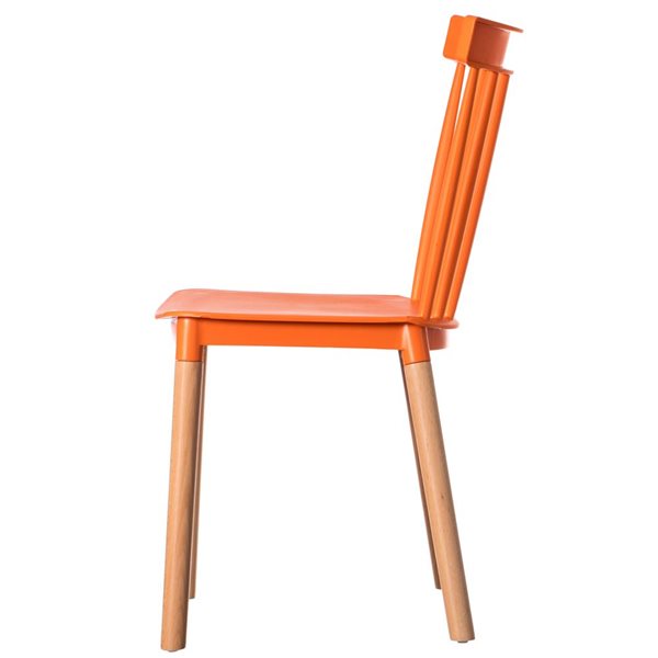 Fabulaxe Modern Orange Plastic Dining Chairs - Set of 4