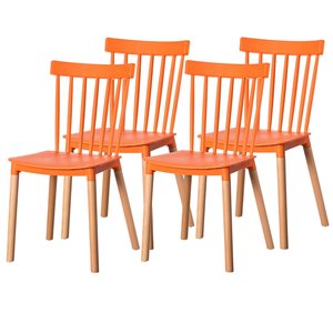 Fabulaxe Modern Orange Plastic Dining Chairs - Set of 4