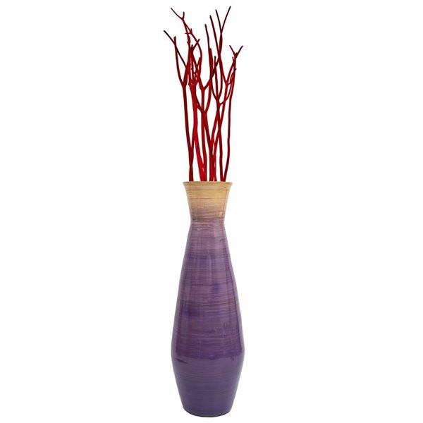 Grand vase Uniquewise de 28 po en bambou mauve