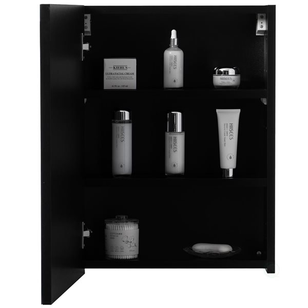 Armoire à pharmacie noire avec miroir par Basicwise de 17,75 po x 23,75 po