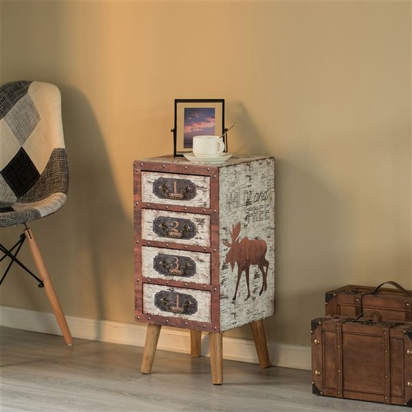 Vintiquewise White Wood Rectangular Vintage End Table