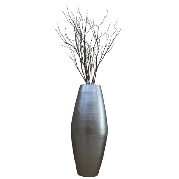 Grand vase Uniquewise de 27,5 po en bambou argenté