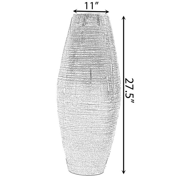 Grand vase Uniquewise de 27,5 po en bambou argenté