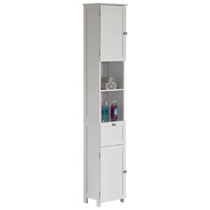 Basicwise 11.75-in x 67.25-in x 9-in White Freestanding Linen Cabinet