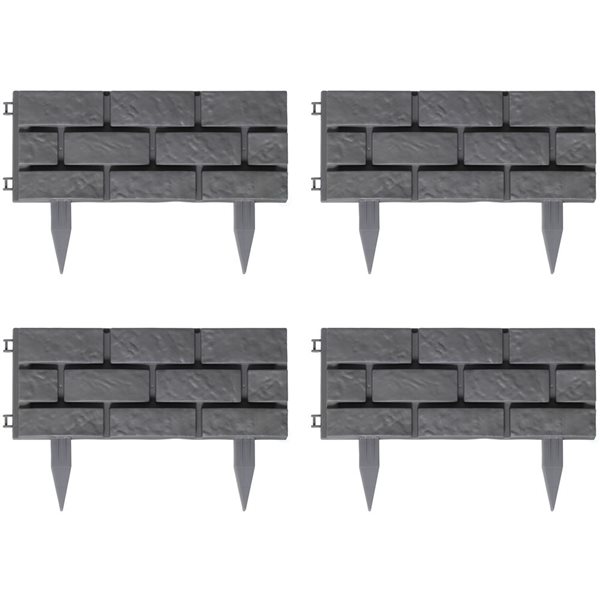 Gardenised 11.5in x 17in Grey Imitation Stone Edging Fence Set of 4