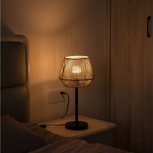 Lampe de table avec abat-jour en papier de corde beige par Vintiquewise