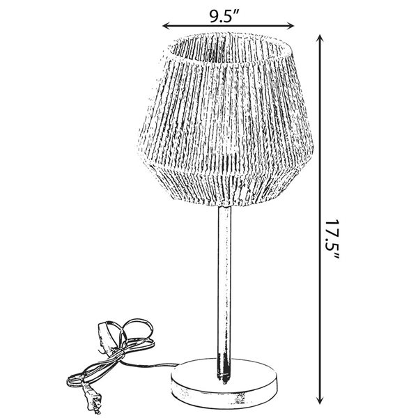 Lampe de table avec abat-jour en papier de corde beige par Vintiquewise