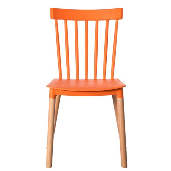 Chaises de salle à manger Fabulaxe modernes en plastique orange, ensemble de 2