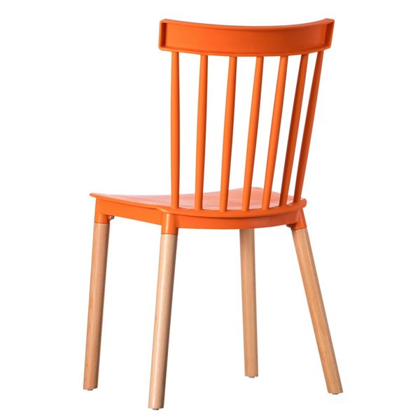 Chaises de salle à manger Fabulaxe modernes en plastique orange, ensemble de 2