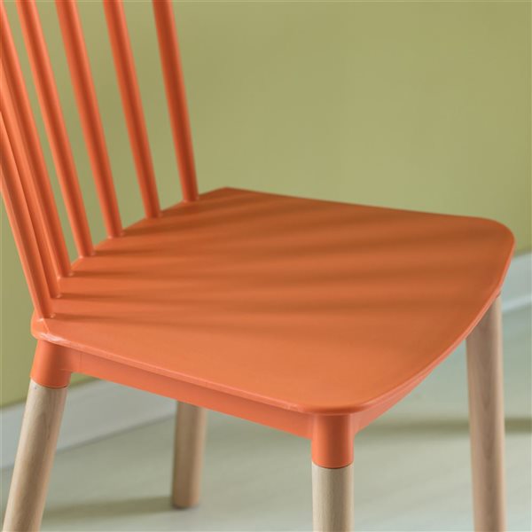 Fabulaxe Modern Orange Plastic Dining Chairs - Set of 2