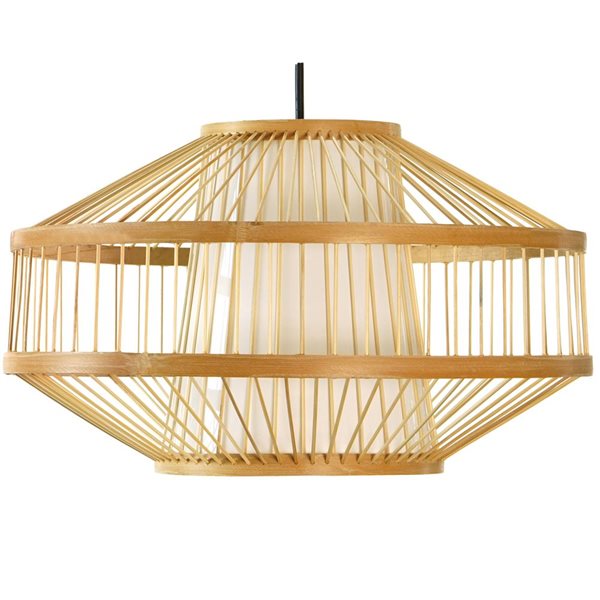 Luminaire suspendu de type lanterne par Vintiquewise moderne/contemporain de 15,75 po, naturel