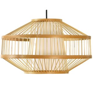 Luminaire suspendu de type lanterne par Vintiquewise moderne/contemporain de 15,75 po, naturel