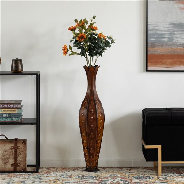 Uniquewise 34-in Brown Metal Floor Vase QI004521