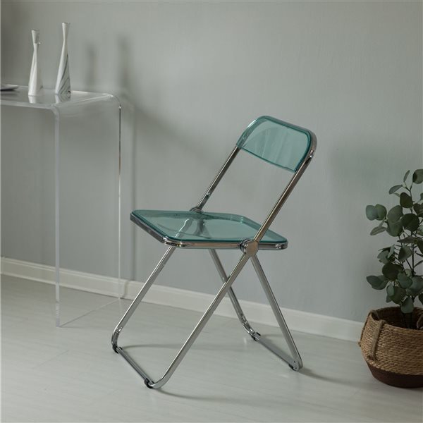 Fabulaxe Indoor Blue Acrylic Folding Chair