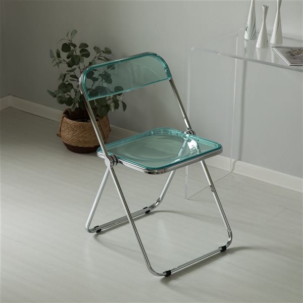 Fabulaxe Indoor Blue Acrylic Folding Chair