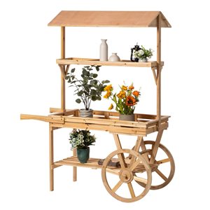 Chariot pour plantes Vintiquewise à 3 niveaux en séquoia naturel