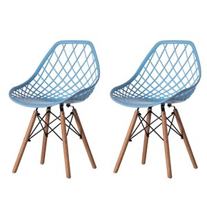 Fabulaxe Modern Blue Plastic Dining Chairs - Set of 2