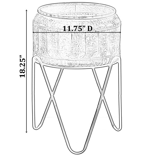 Vintiquewise 11.75-in Galvanized Metal Ice Bucket Beverage Cooler with Stand