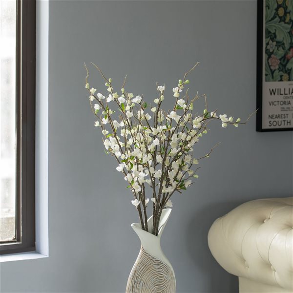 Uniquewise 36-in White Artificial Cherry Blossom Branches - Set of 5 ...