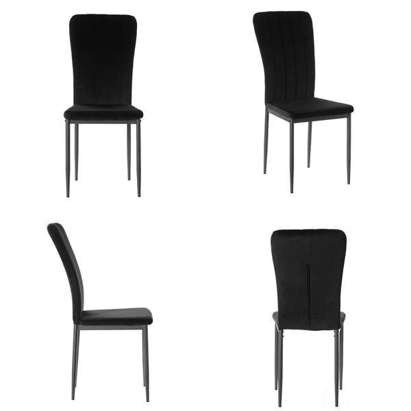 Fabulaxe Modern Black Fabric Dining Chairs Set of 4 RONA