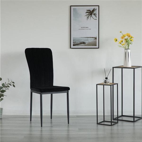 Fabulaxe Modern Black Fabric Dining Chairs Set of 4 RONA