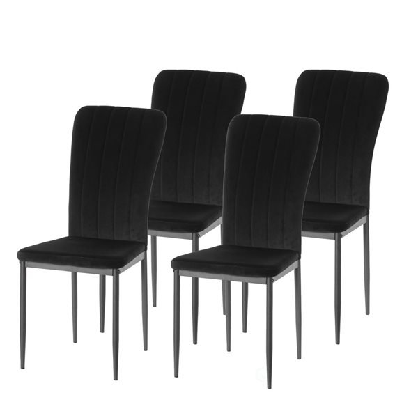 Fabulaxe Modern Black Fabric Dining Chairs - Set Of 4 