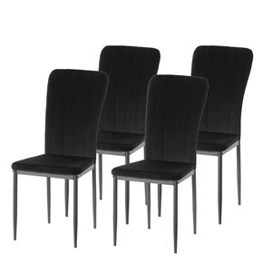 Chaises de salle à manger Fabulaxe modernes en tissu noir, ensemble de 4