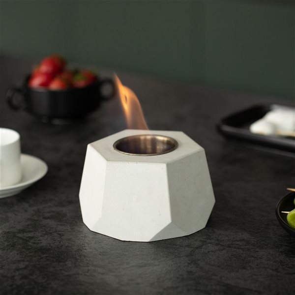 Vintiquewise 4.25-in H Hexagon White Cement Tabletop Fire Pit