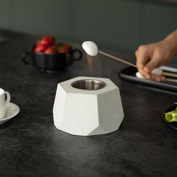 Vintiquewise 4.25-in H Hexagon White Cement Tabletop Fire Pit