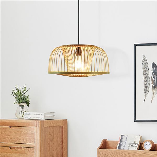 Vintiquewise 1-Light Natural Rattan Oval Modern/Contemporary Chandelier