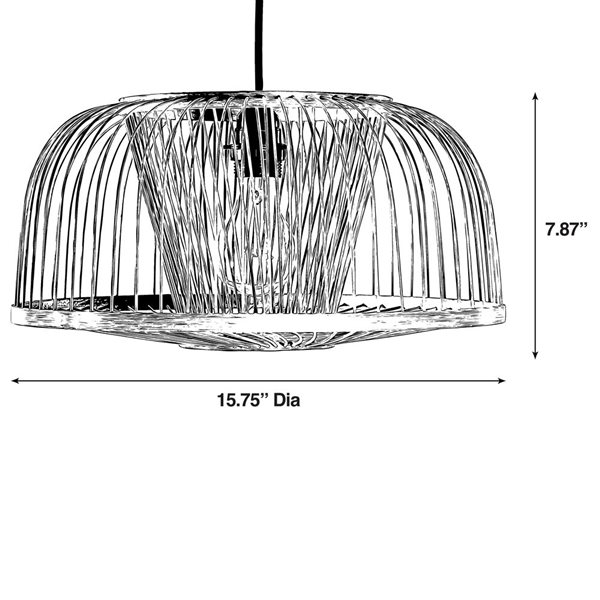 Vintiquewise 1-Light Natural Rattan Oval Modern/Contemporary Chandelier