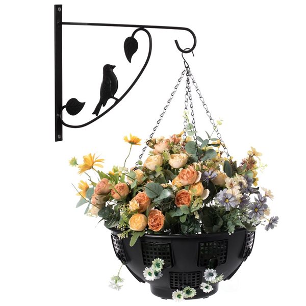 Gardenised 11.75-in Black Steel Contemporary Wall Hooks for Hanging Plants  - Set of 2 QI004482.2
