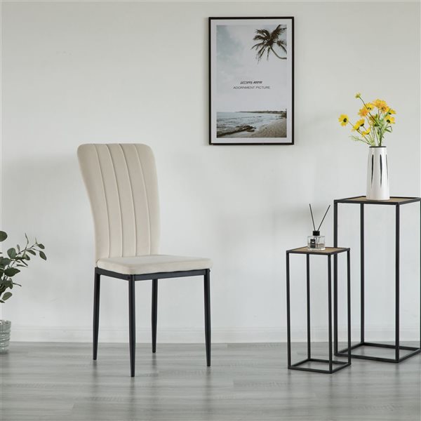 Fabulaxe Modern Beige Fabric Dining Chair