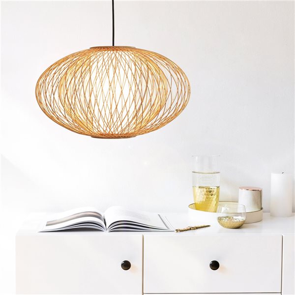 Vintiquewise 19.75-in Natural Modern/Contemporary Oval Pendant Light