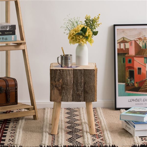 Vintiquewise Brown Wood Square End Table