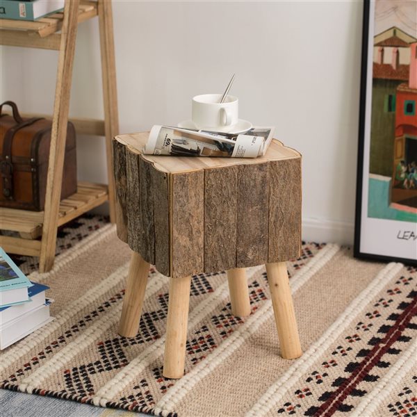 Vintiquewise Brown Wood Square End Table