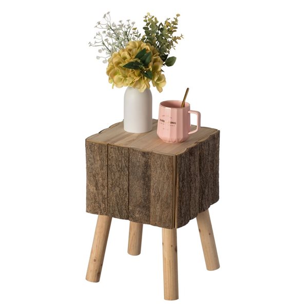 Vintiquewise Brown Wood Square End Table