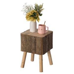Vintiquewise Brown Wood Square End Table