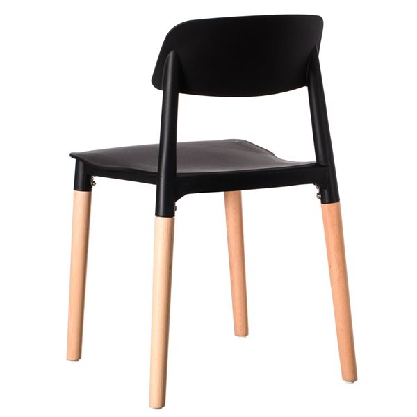 Fabulaxe Black Plastic Modern Dining Chairs - Set of 4