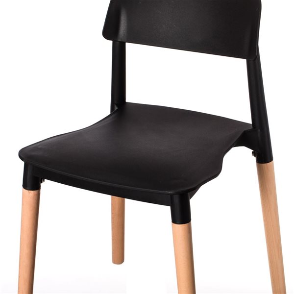 Fabulaxe Black Plastic Modern Dining Chairs - Set of 4